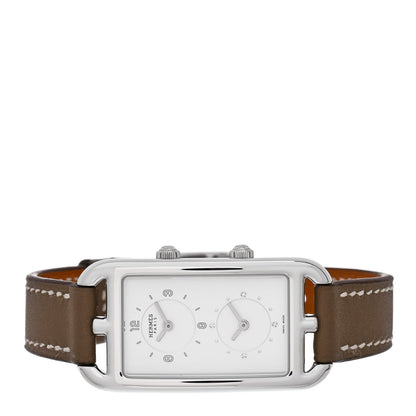 Hermes Stainless Steel Swift 22mm Nantucket Dual Time Quartz Watch Etoupe 2 of 5
