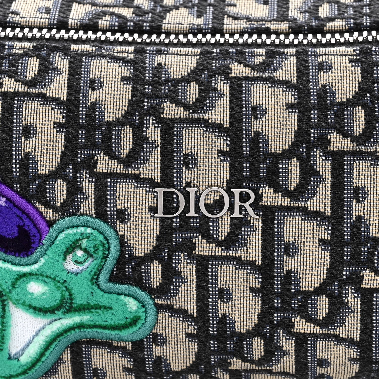 Christian Dior X KENNY SCHARF Oblique Canvas Embroidered Patches Roller Messenger Bag Charcoal 7 of 9