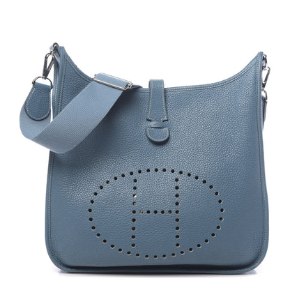 Hermes Taurillon Clemence Evelyne III GM Blue Jean 1 of 10