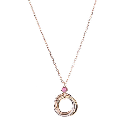 Cartier 18K Pink Yellow White Gold Pink Spinel Trinity Pendant Necklace 4 of 6