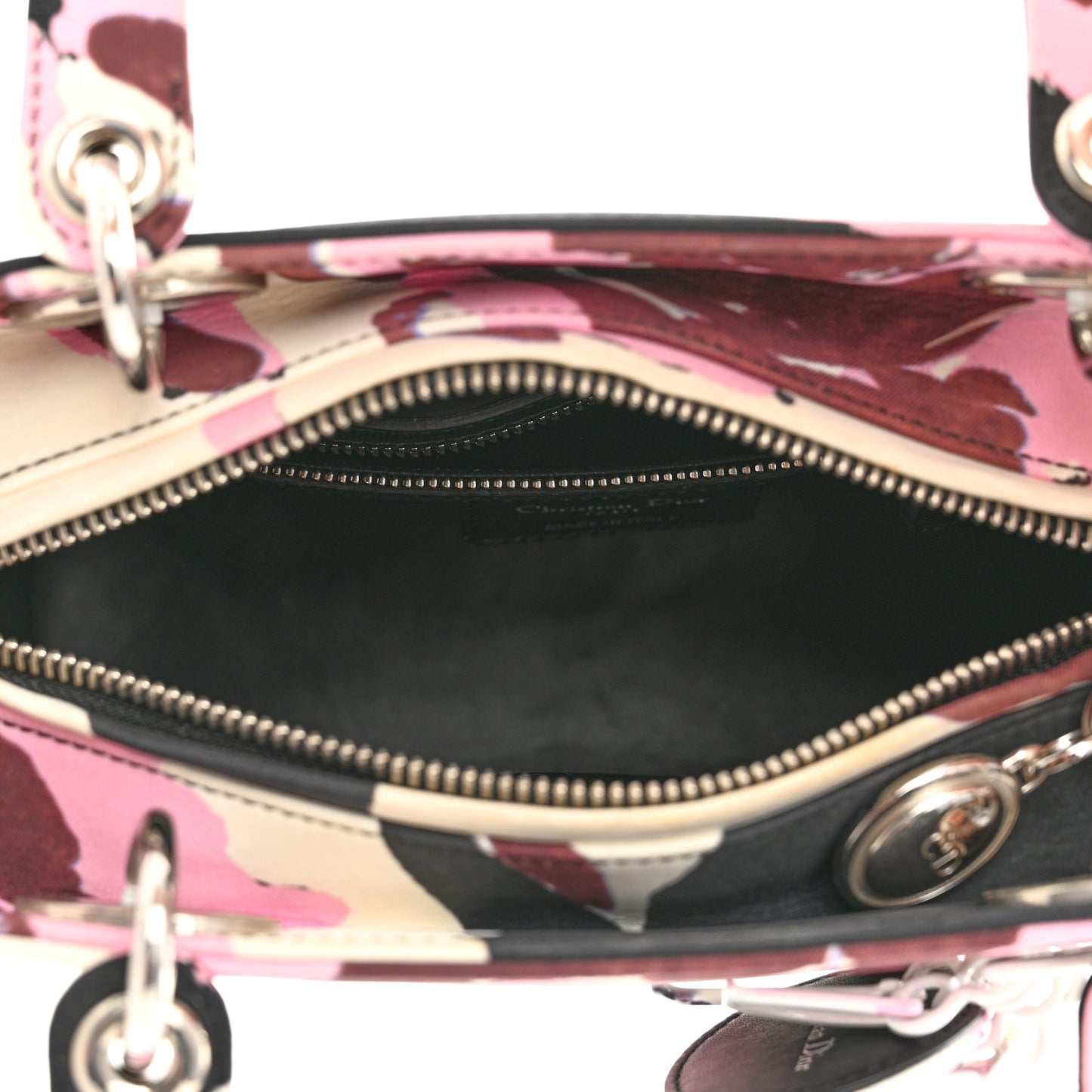 Canvas Floral Graffiti Printed Medium Lady Dior Multicolor