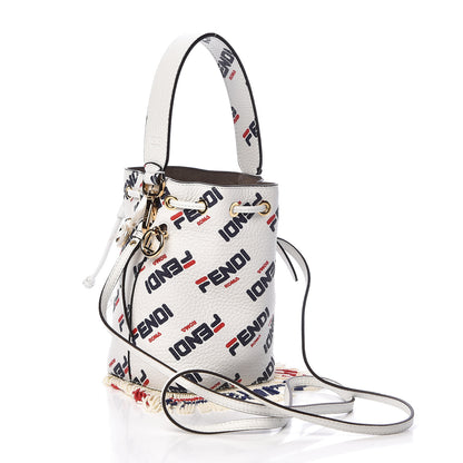 Fendi X FILA Calfskin F is Fendi Mania Fringe Mini Mon Tresor Bucket Bag White 3 of 11