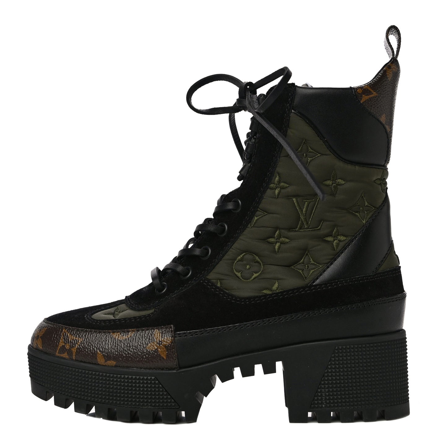 Suede Calfskin Monogram Laureate Platform Desert Boots 37 Black
