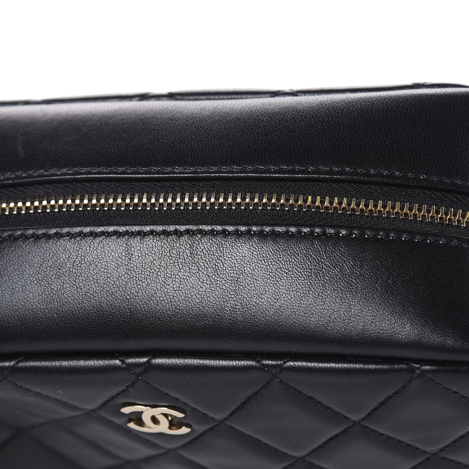 Chanel Lambskin Quilted Medium Curvy Pouch Cosmetic Case Black 9 of 10