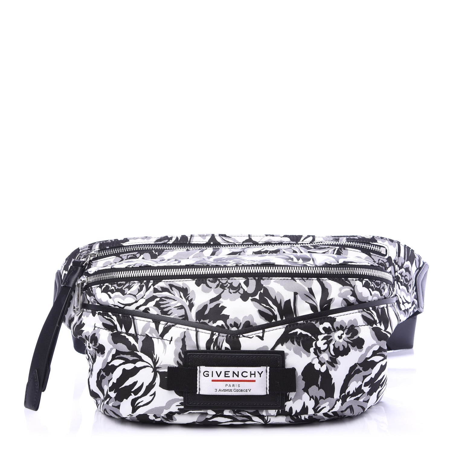 Givenchy Nylon Print Floral Downtown Belt Bag Black White 1 of 9
