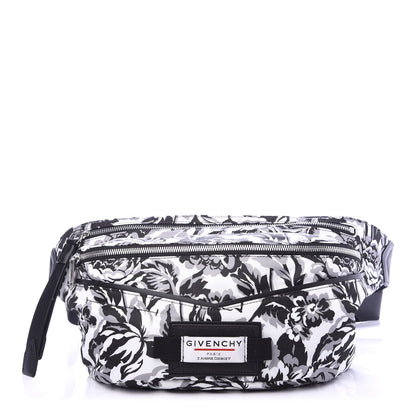 Givenchy Nylon Print Floral Downtown Belt Bag Black White 1 of 9