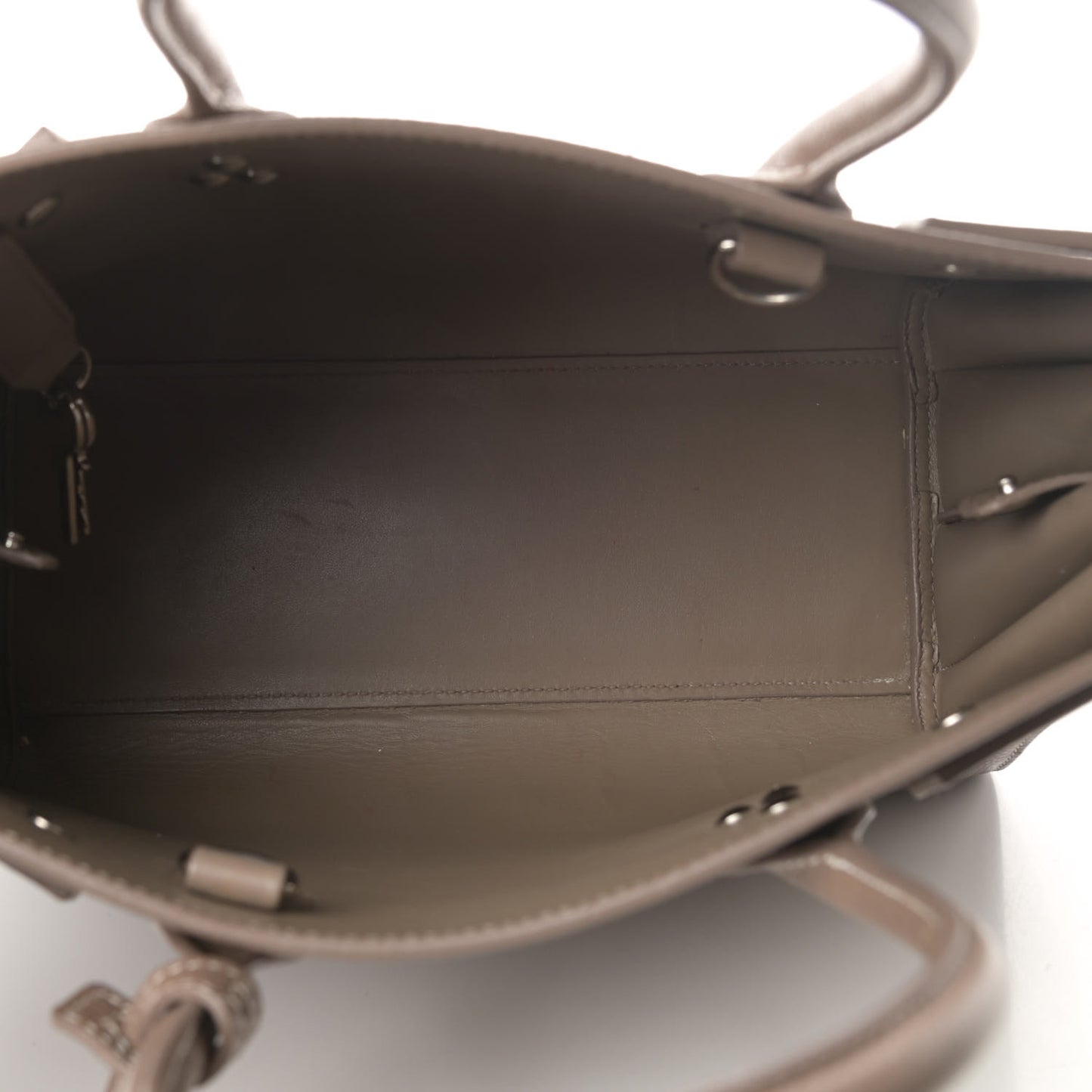 Grained Calfskin Topstich Baby Sac De Jour Taupe