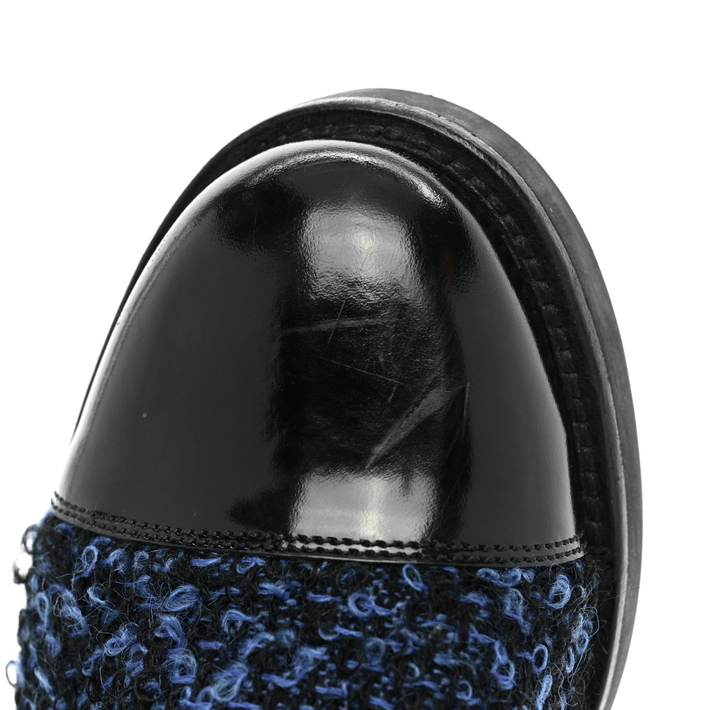 Tweed Calfskin Wonderland Ranger Boots 37.5 Blue Black