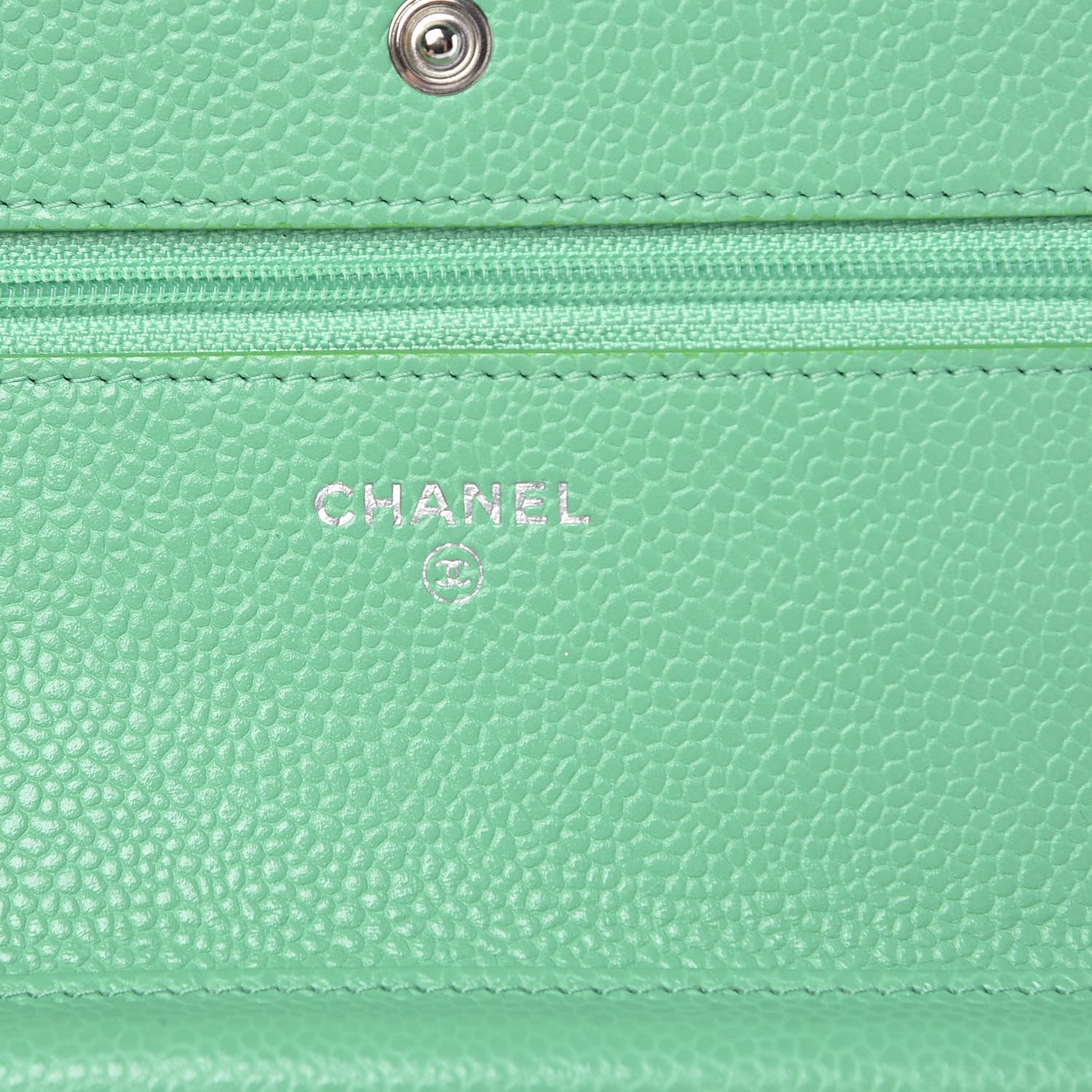 Chanel Caviar Chevron Quilted Wallet On Chain WOC Green 6 of 11