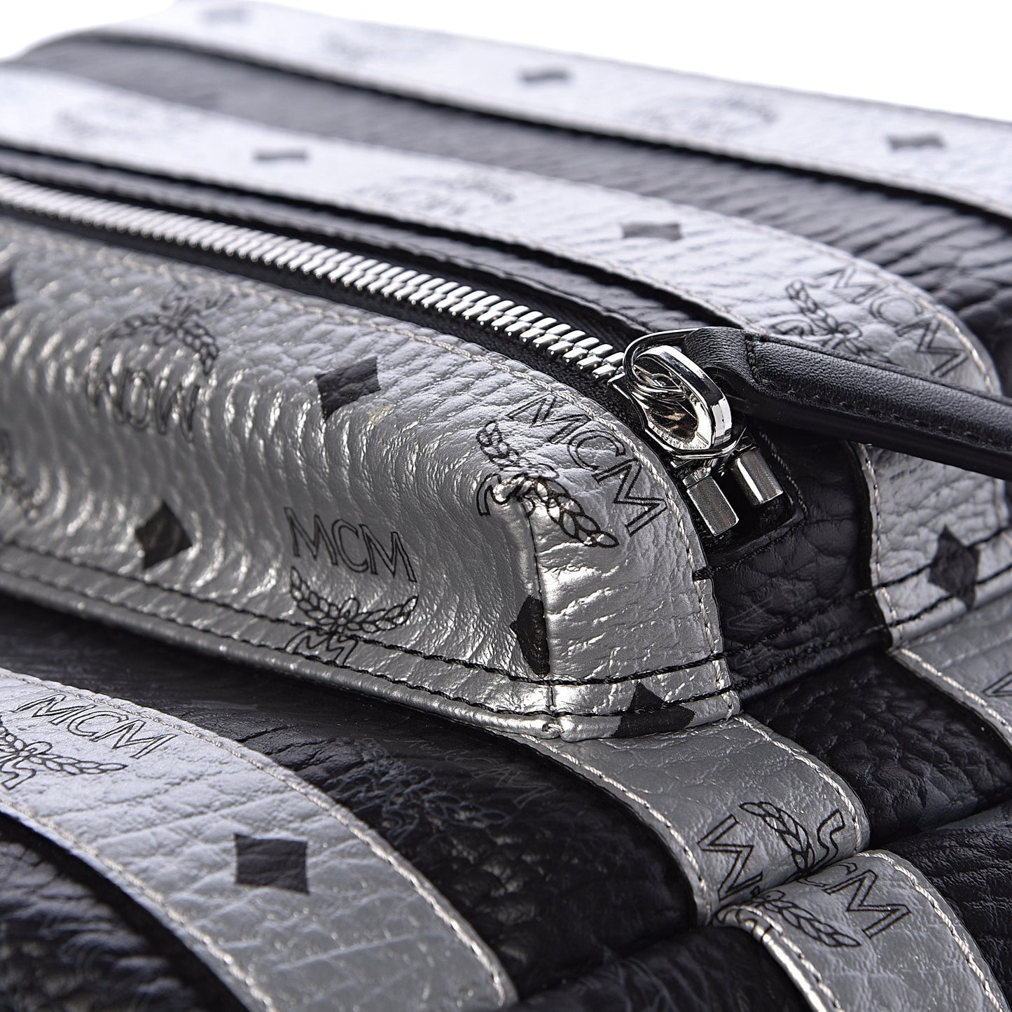 Metallic Visetos Striped Medium Stark Backpack Silver Black