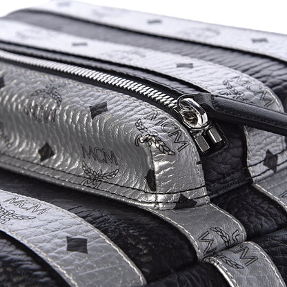 MCM Metallic Visetos Striped Medium Stark Backpack Silver Black 17 of 17