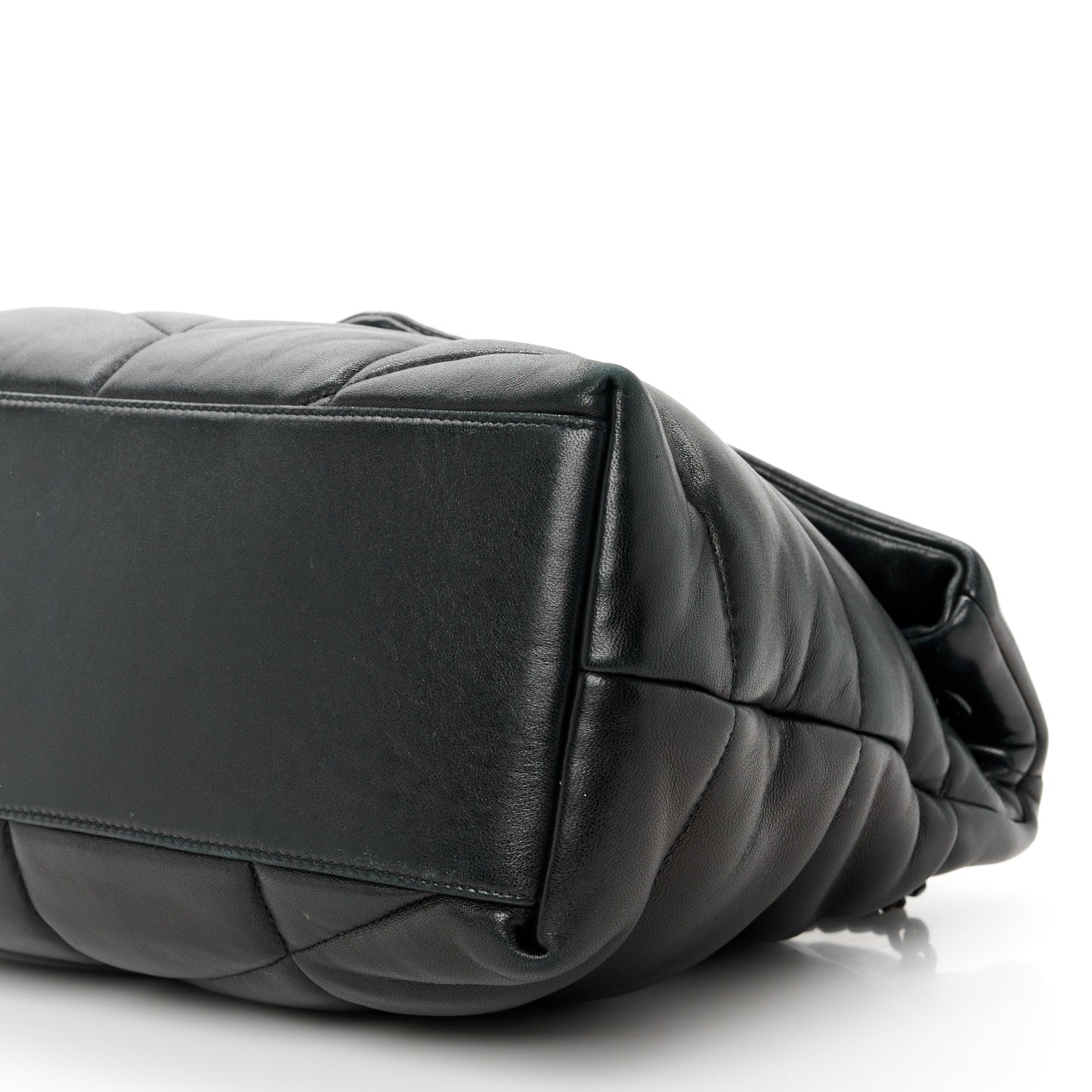 Lambskin Quilted Monogram Monochrome Medium Loulou Puffer Chain Satchel Black