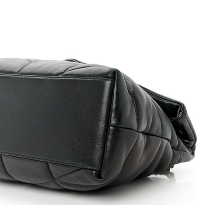 Saint Laurent Lambskin Quilted Monogram Monochrome Medium Loulou Puffer Chain Satchel Black 11 of 11