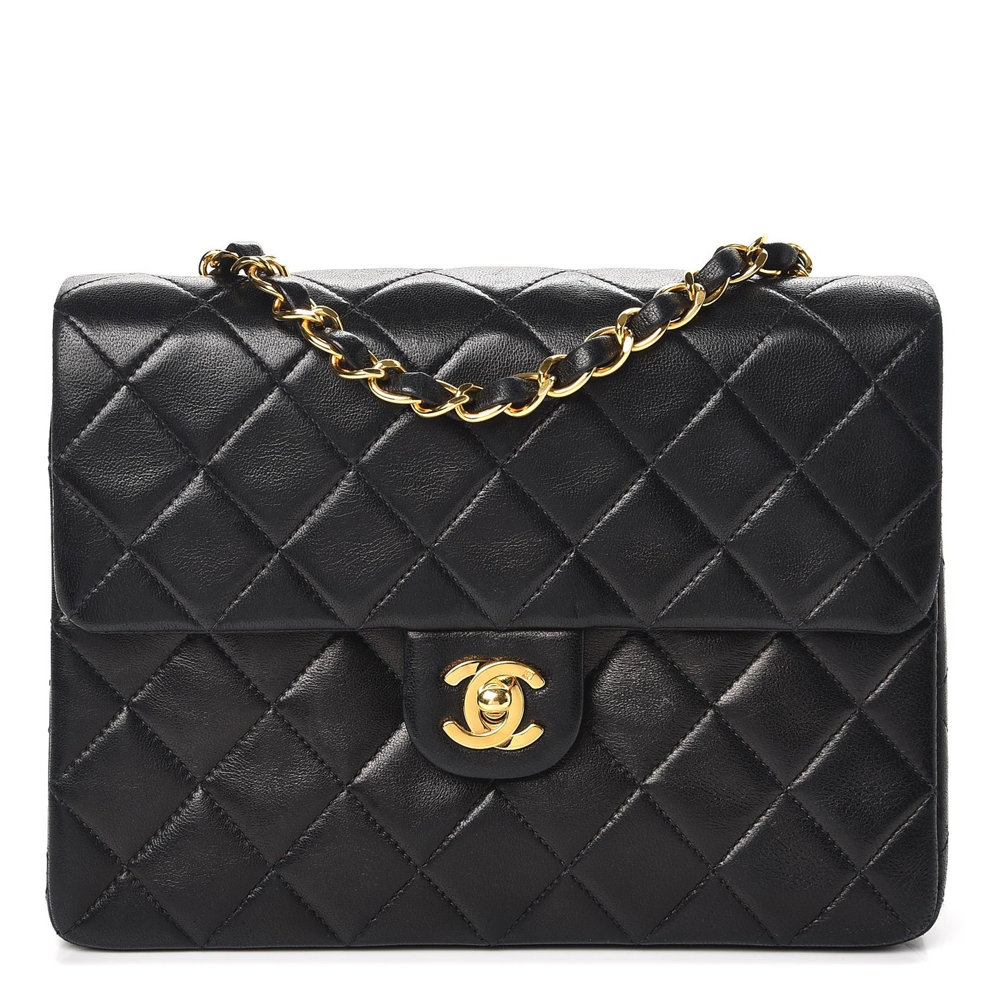 Lambskin Quilted Small Single Flap Black