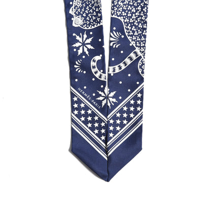 Hermes Silk Les Leopards Twilly Marine White 4 of 4