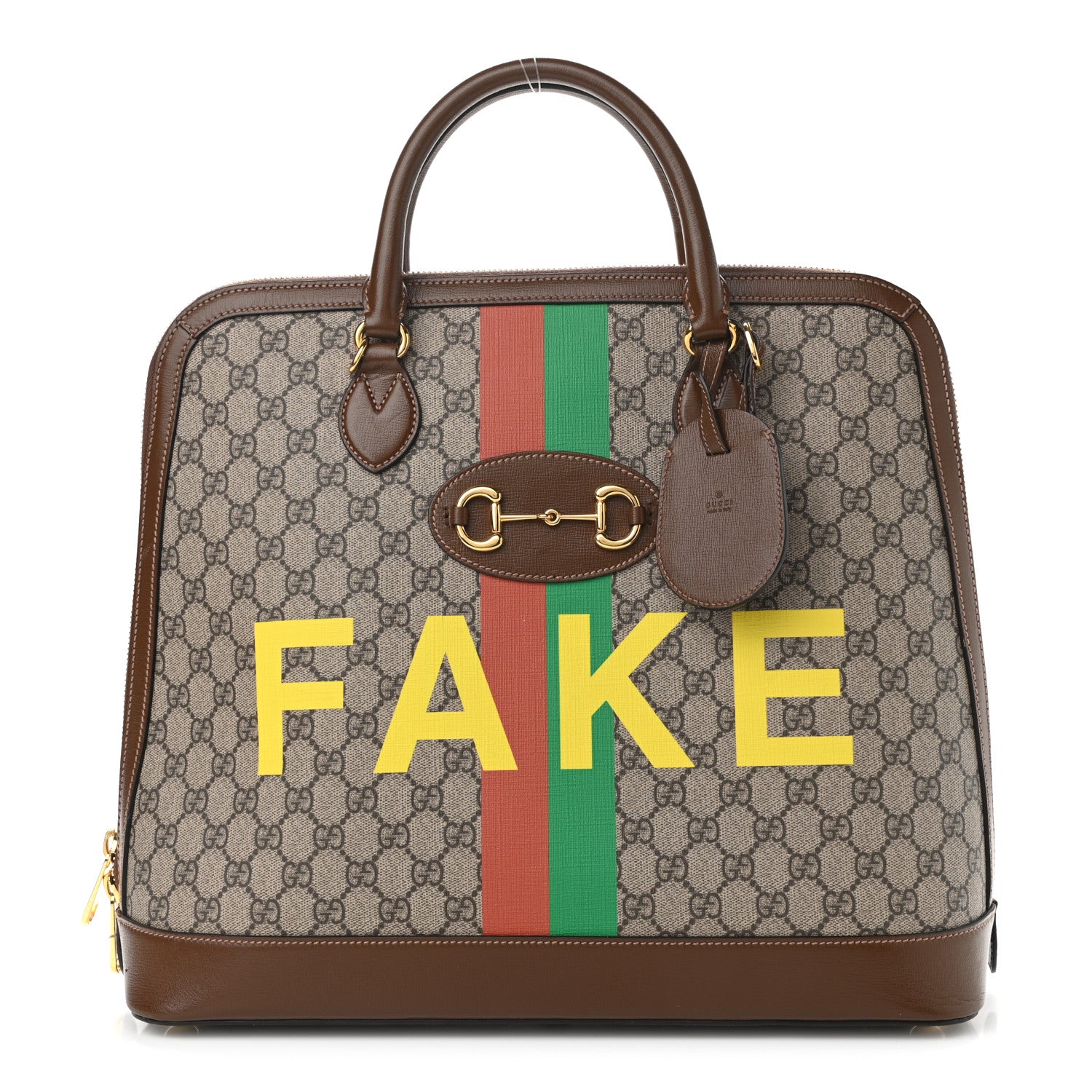 Gucci GG Supreme Monogram Azalea Calfskin Fake/Not Horsebit 1955 Duffle Bag Beige Ebony Brown Sugar 1 of 10