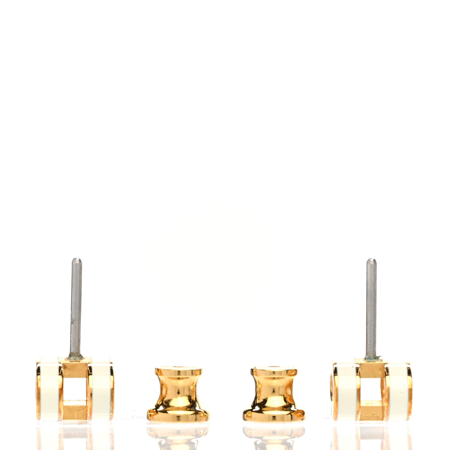 Hermes Gold Lacquered Mini Pop H Earrings White 3 of 6