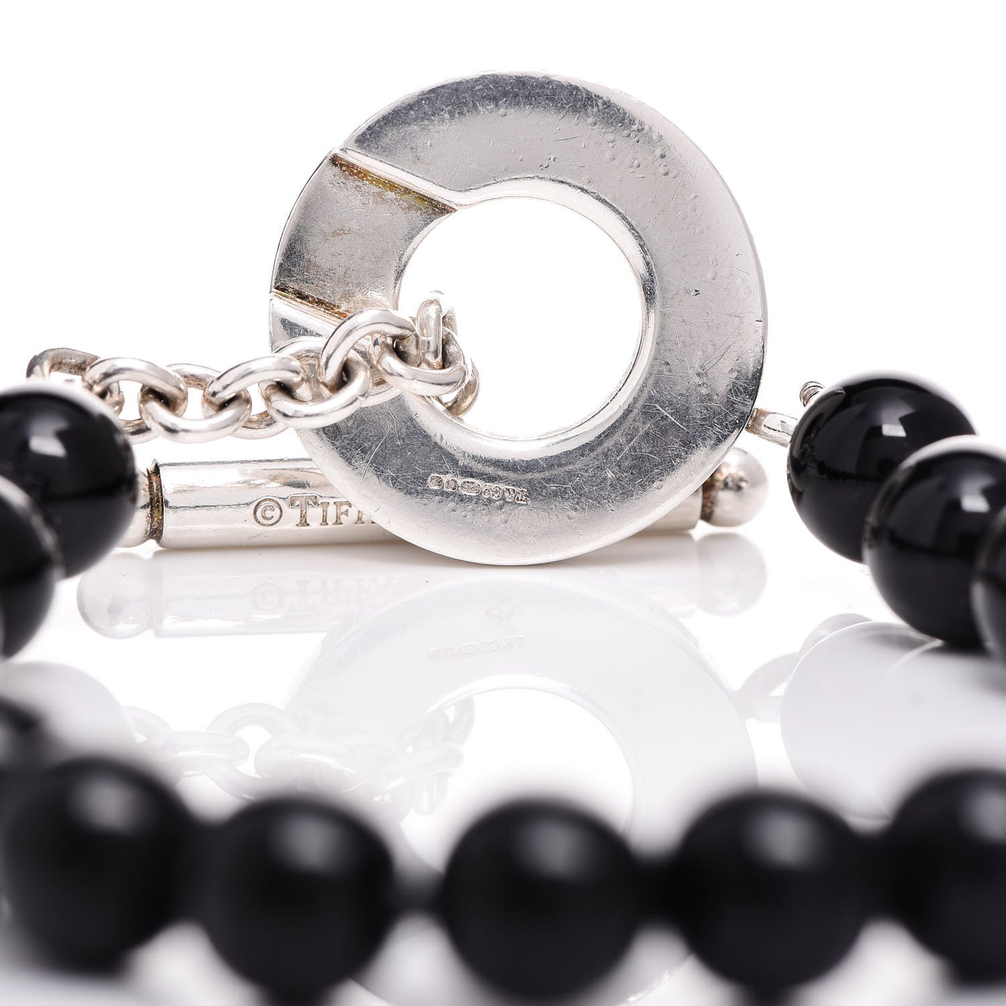Sterling Silver Black Onyx Bead Toggle Bracelet