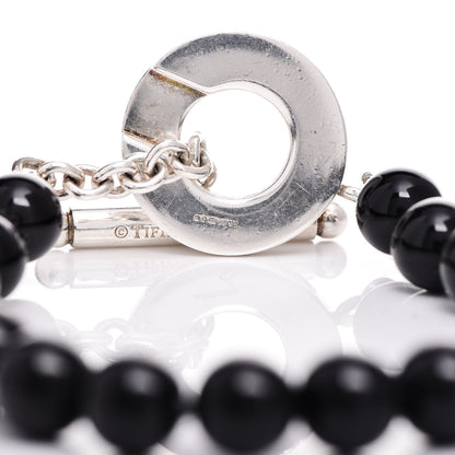 Tiffany Sterling Silver Black Onyx Bead Toggle Bracelet 5 of 5