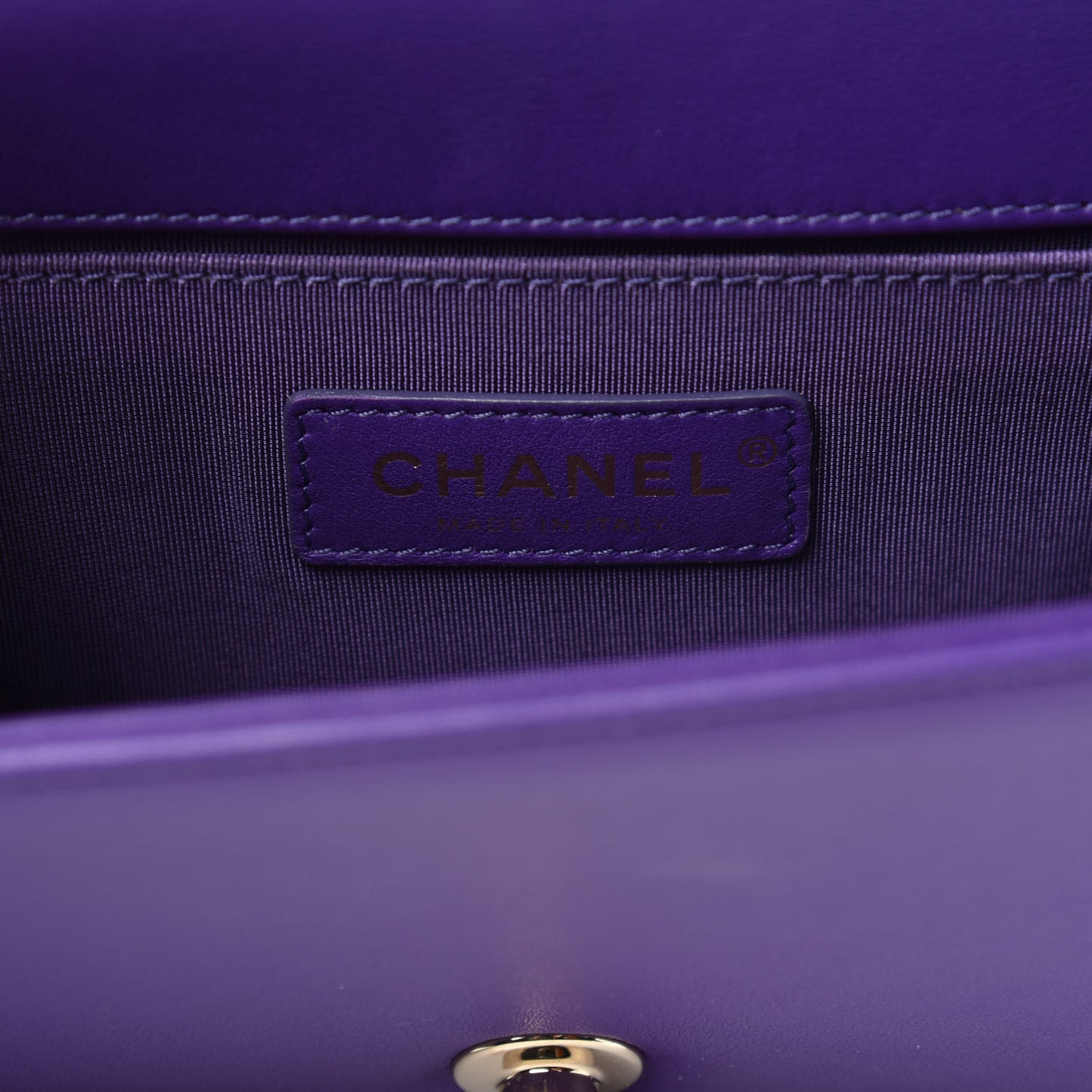 Calfskin Quilted Small Boy Flap Purple