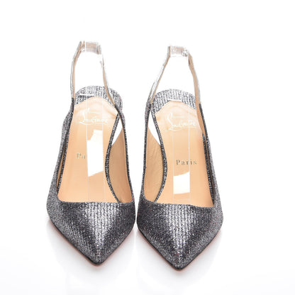 Christian Louboutin Glitter Back2 85 Slingback Pumps 38 Silver 2 of 11