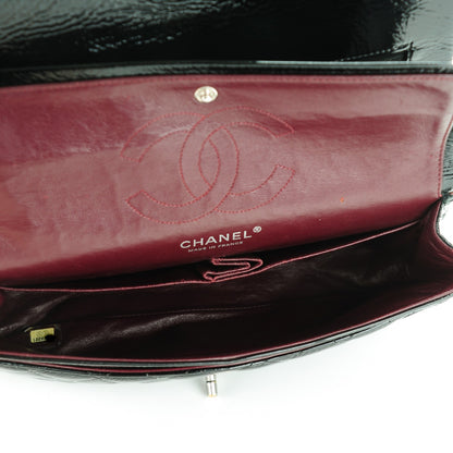 Chanel Distressed Patent Quilted Medium Double Flap Black 5 of 12
