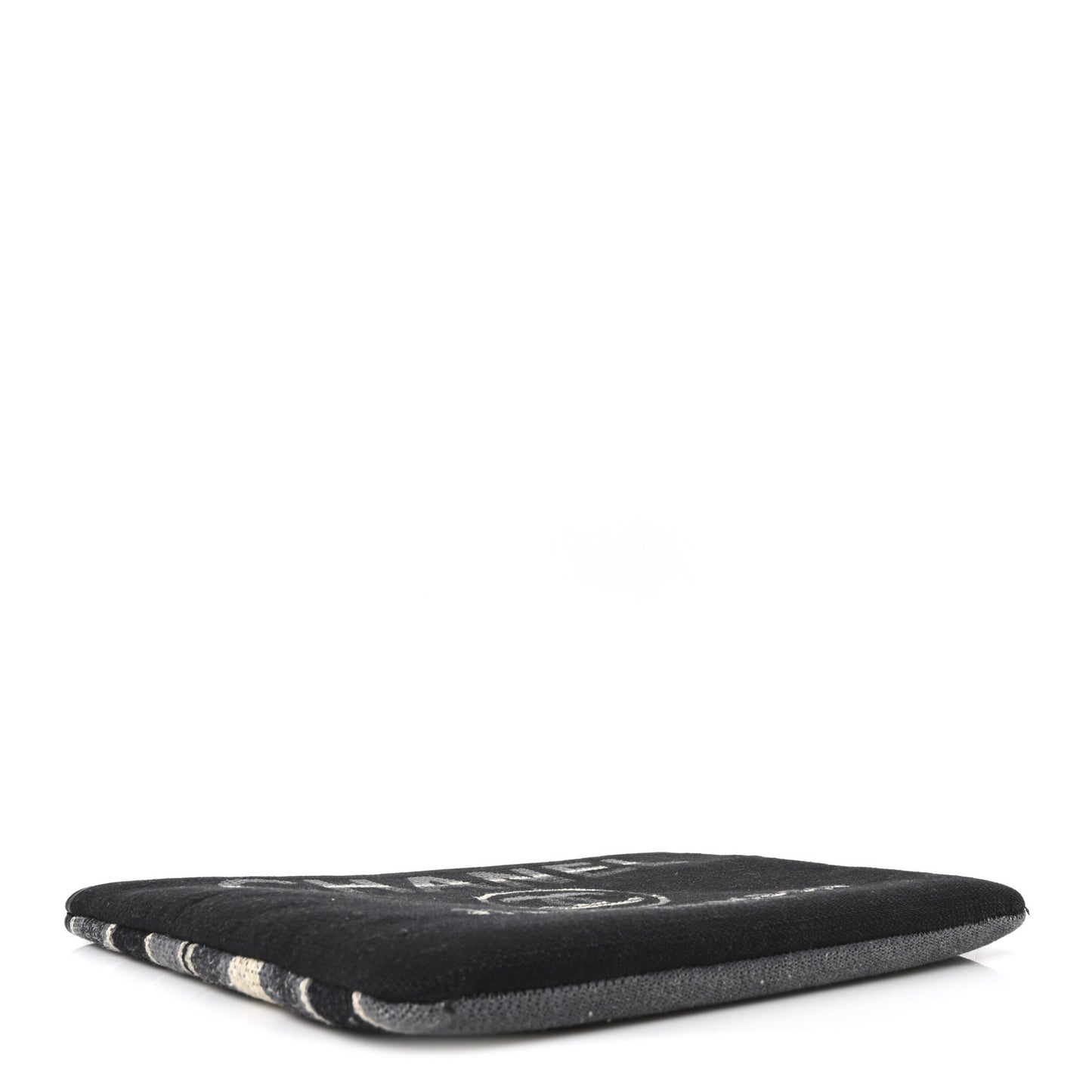 Striped Canvas Large Deauville Cosmetic Pouch Black