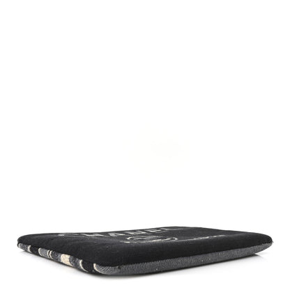 Chanel Striped Canvas Large Deauville Cosmetic Pouch Black 4 of 10
