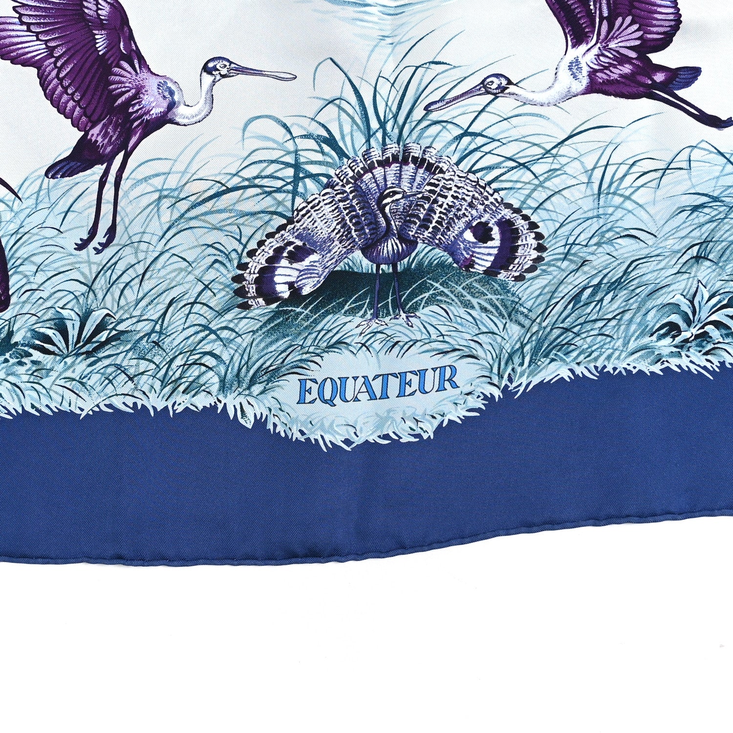 Hermes Silk Wash Equateur 90 Scarf Marine Creme Violet 5 of 5