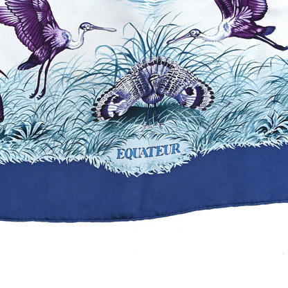 Hermes Silk Wash Equateur 90 Scarf Marine Creme Violet 5 of 5