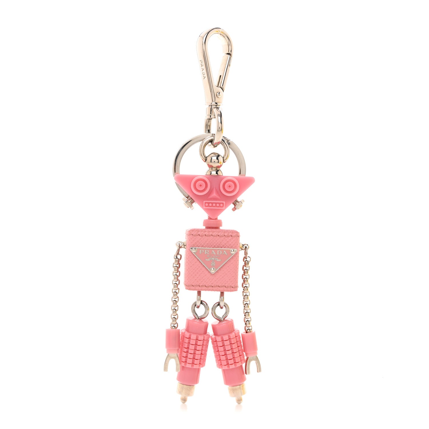 Prada Saffiano Edward Robot Trick Keychain Bubblegum Pink 1 of 4
