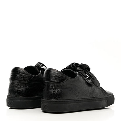 Chanel Crumpled Calfskin Womens CC Bow Sneakers 37 Black 4 of 13