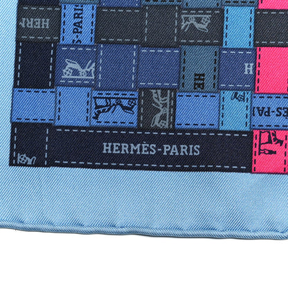 Hermes Silk Bolduc Au Carre Scarf 90 Bleu Jean Rose Vif 2 of 3