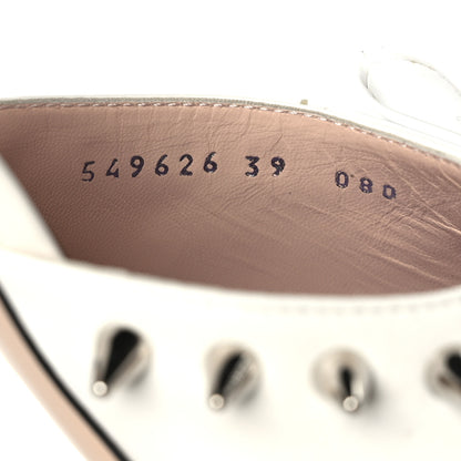 Gucci Patent GG Bow Sadie Spike Mid Heel Mules 39 White 6 of 10