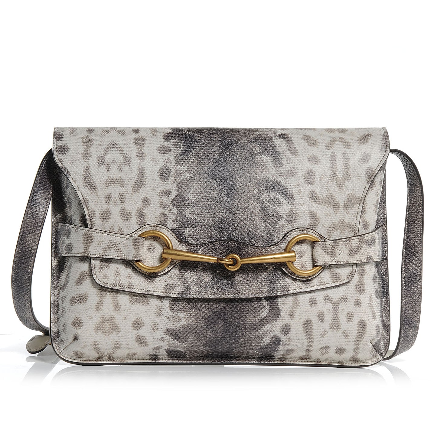 Calfskin Karung Embossed Bright Bit Animalier Medium Shoulder Bag