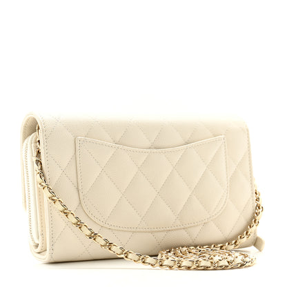 Chanel Caviar Quilted Phone Holder Wallet on Removable Chain White 4 of 13
