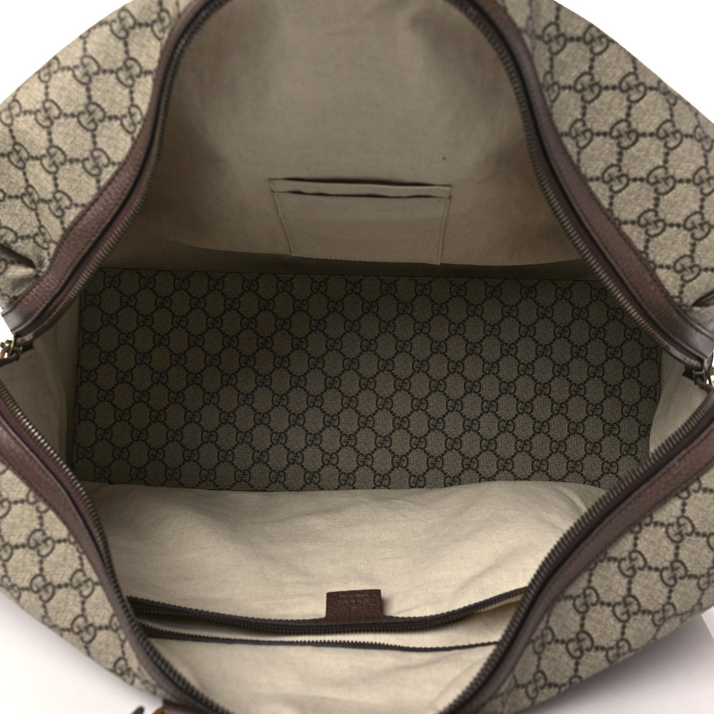 GG Supreme Monogram Textured Dollar Calfskin Web Large Savoy Duffle Bag Beige Ebony New Acero