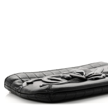 Chanel Lambskin Camellia No. 5 Chain Pouch Black 8 of 9