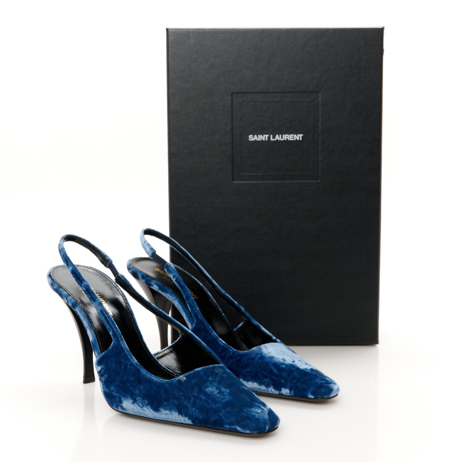 Saint Laurent Velvet Tom 90 Dream Slingback Pumps 36.5 Denim 10 of 10