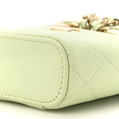 Chanel Caviar Quilted Small Handle With Care Vanity Case With Chain Light Green 16 of 19