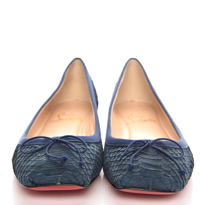 Christian Louboutin Watersnake Nubuck Rosella Flats 36 Navy Blue 2 of 8