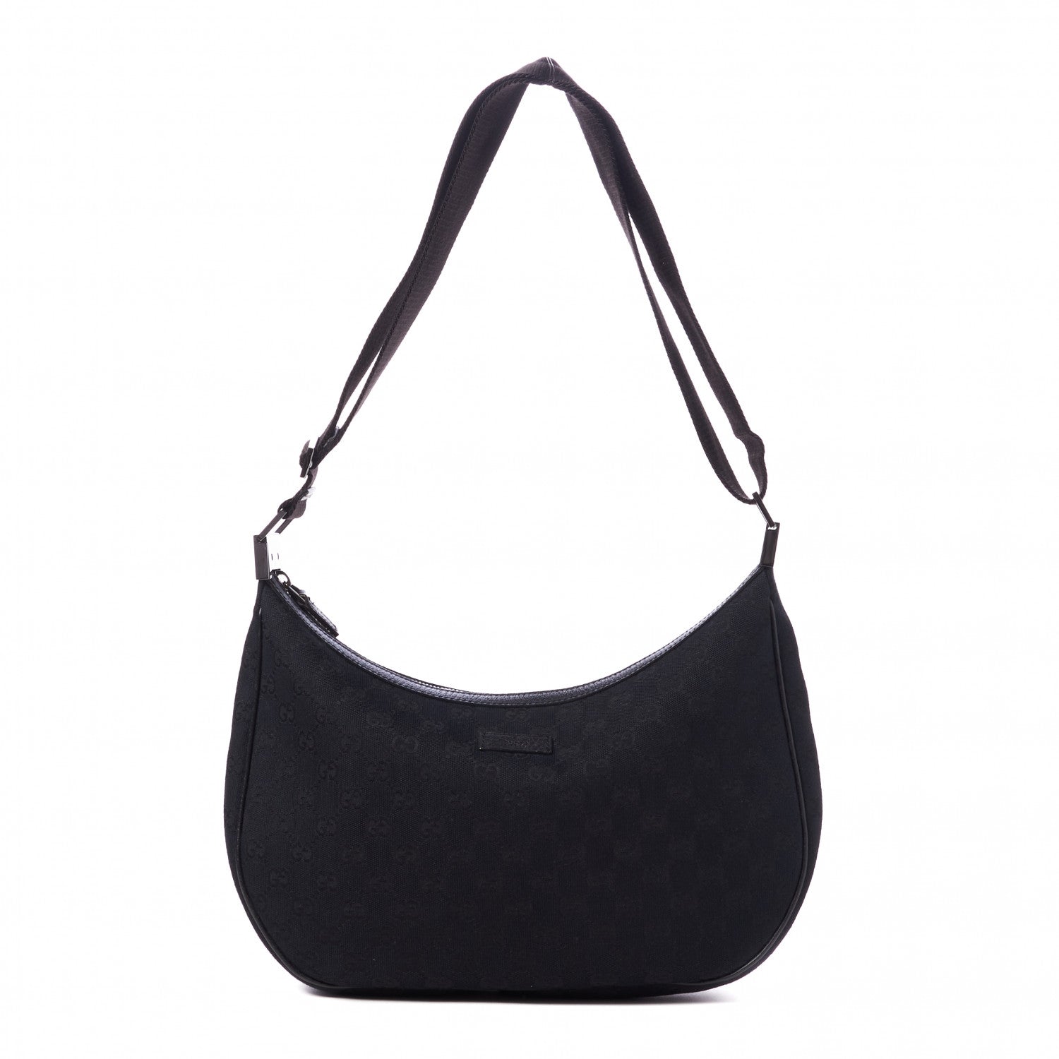 Gucci Monogram Medium Half Moon Hobo Black 1 of 8