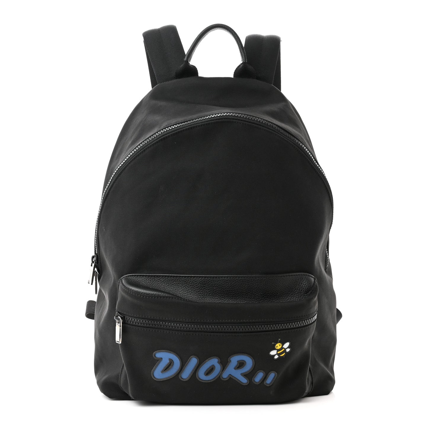 X KAWS Nylon Calfskin Logo Backpack Black