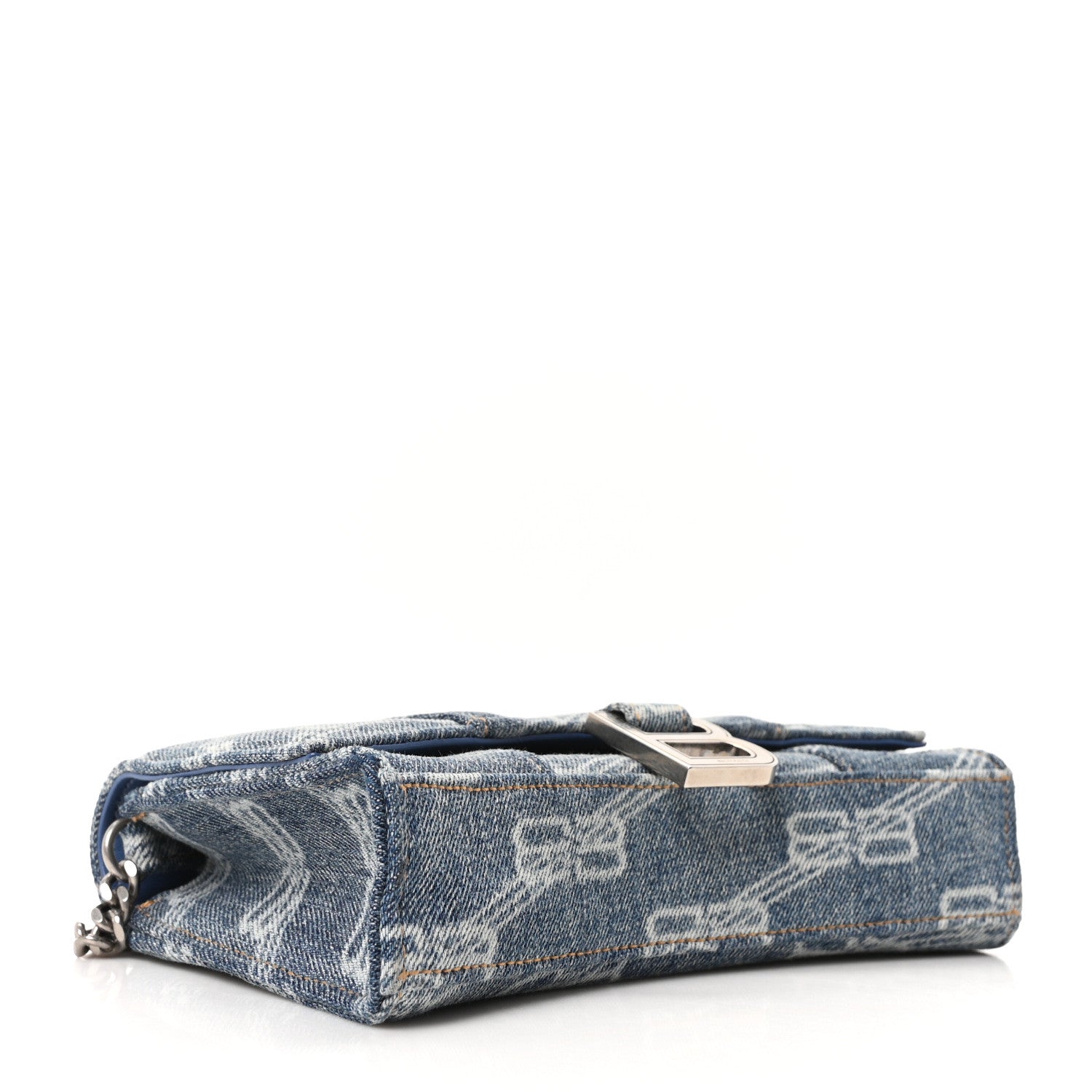 Balenciaga Denim BB Monogram Hourglass Chain Bag Blue 4 of 9