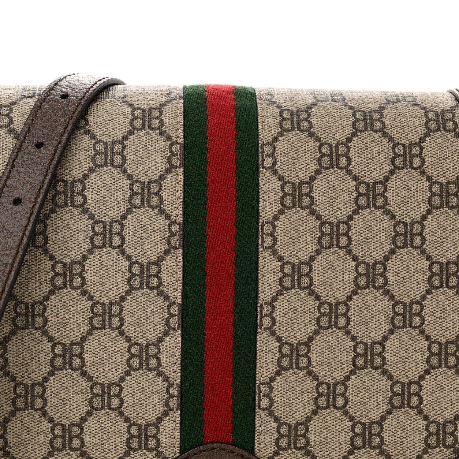 Gucci X BALENCIAGA BB Supreme Monogram Web Small Ophidia Shoulder Bag Beige New Acero 8 of 12