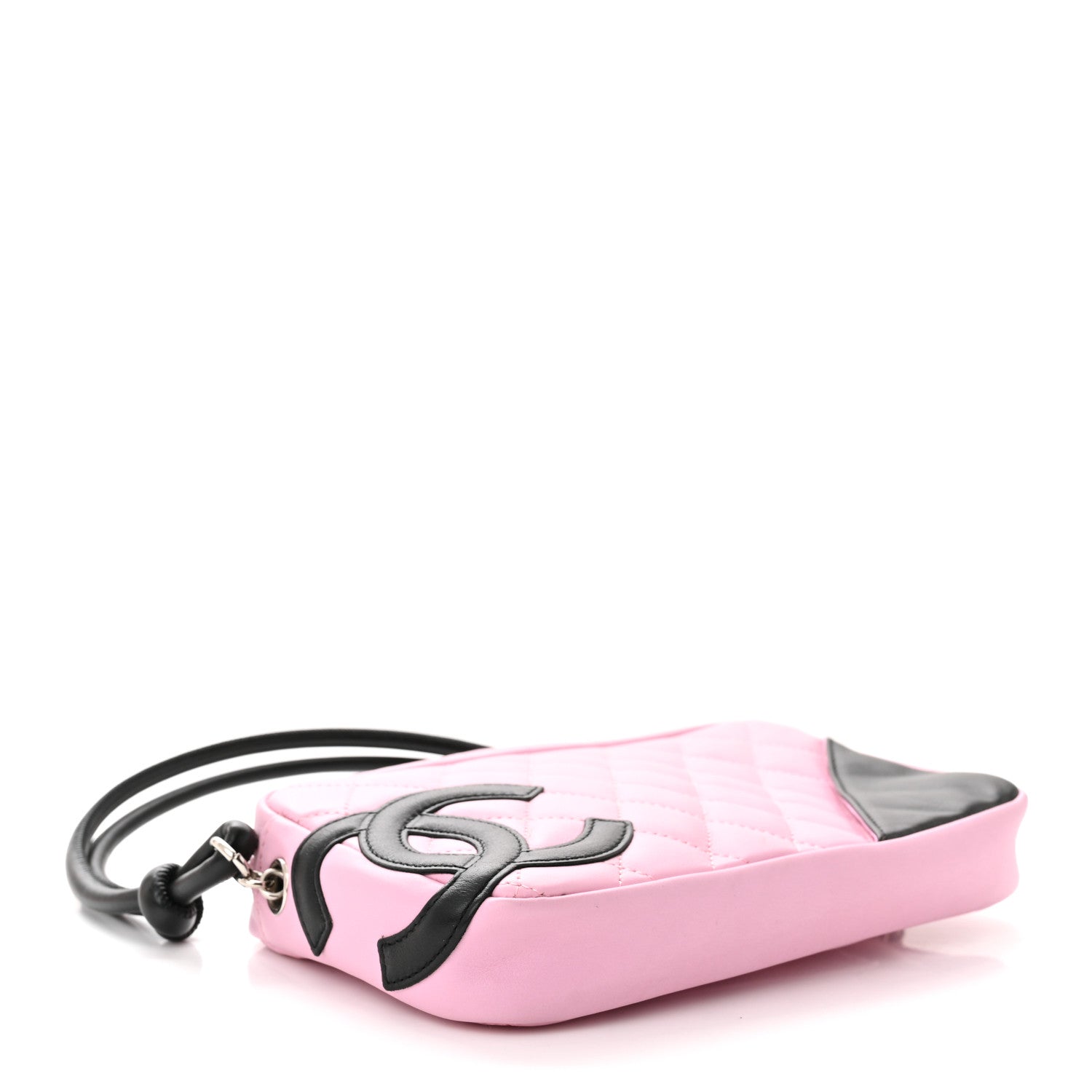 Chanel Calfskin Quilted Cambon Pochette Pink Black 4 of 10