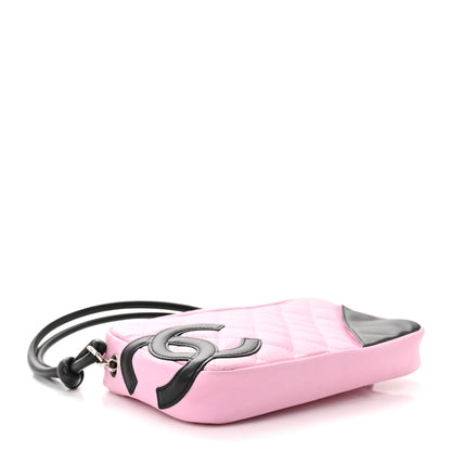 Chanel Calfskin Quilted Cambon Pochette Pink Black 4 of 10
