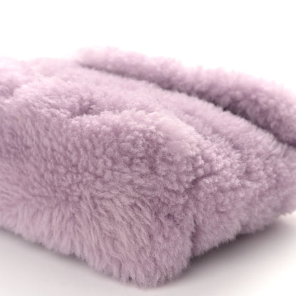 Saint Laurent Shearling Quilted Monogram Loulou Puffer Pouch Clutch Lilac 11 of 12