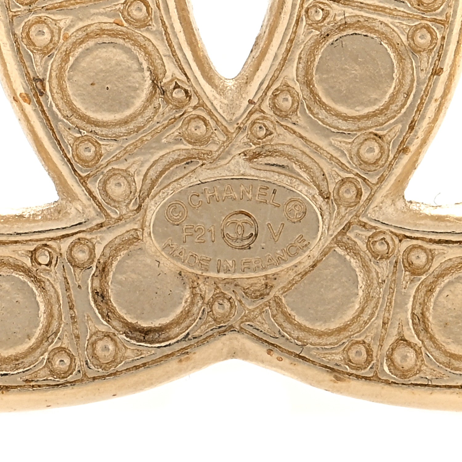 Chanel Metal Crystal Graduated Pearl CC Brooch Gold 3 of 3