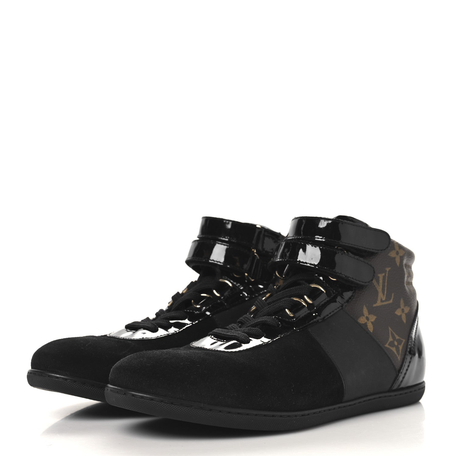Louis Vuitton Suede Patent Monogram Move Up Sneakers 36.5 Black 4 of 8